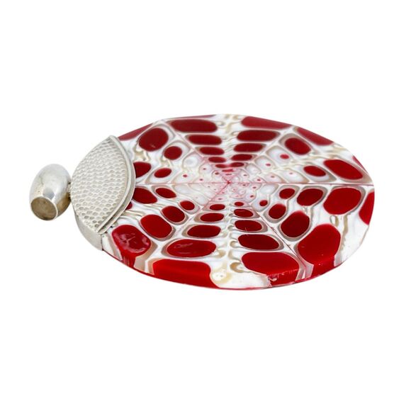 Vintage Sterling Silver 925 6cm Red Spider Shell and Resin Pendant - Picture 3 of 7
